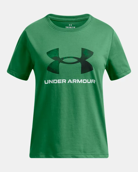 UA Big Logo Print Fill Girls Short Sleeve