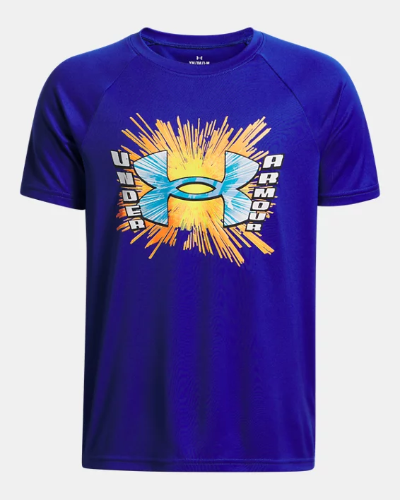 UA Tech Graphic Wordmark Boys Short Sleeve