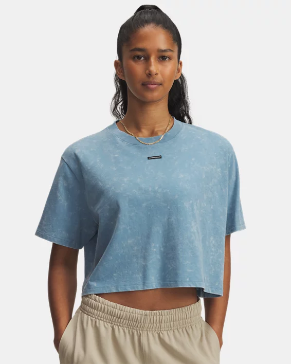 UA Wash Logo Womens Boxy Crop Short Sleeve