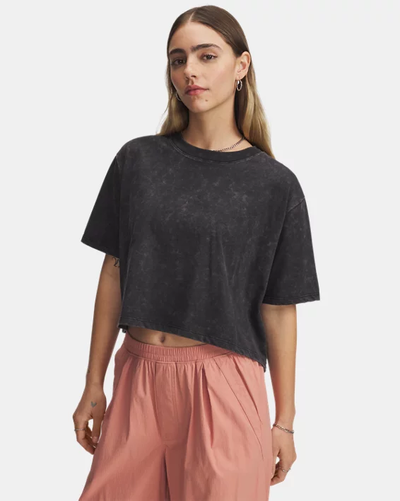 UA Boxy Crop Wash Womens Short Sleeve