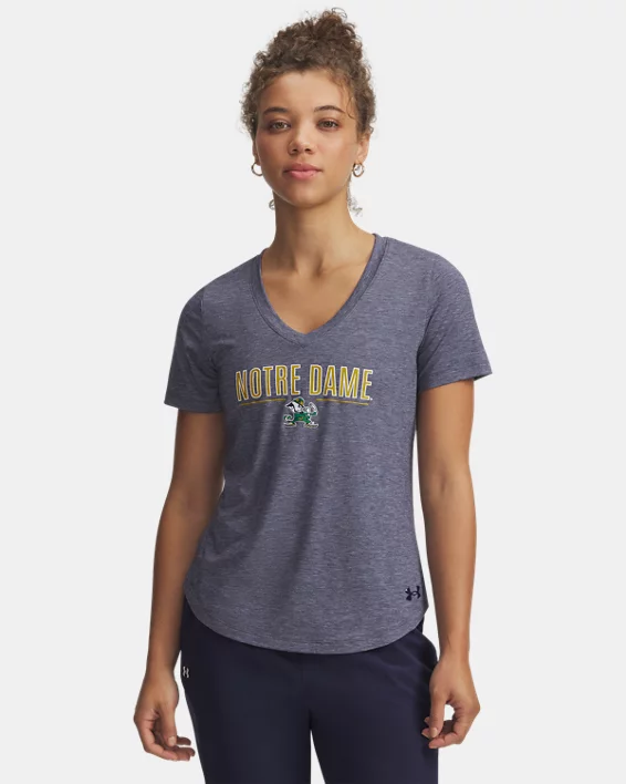 UA Breezy Collegiate Womens V-Neck Short Sleeve